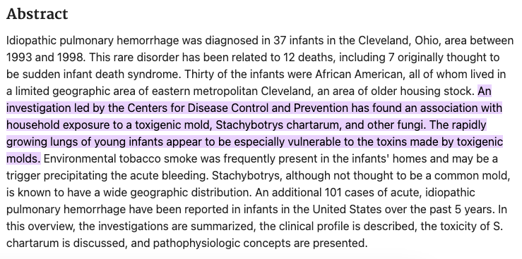 Mold and Sudden Infant Death Syndrome Abstract - pub med