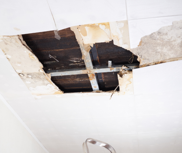 water damage from a leaking ceiling